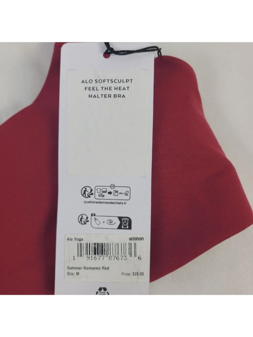 NEW Alo Yoga SoftSculpt Feel The Heat Halter Bra Sz Medium Summer Romance Red
